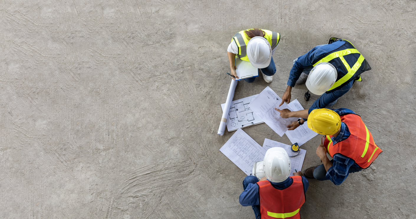 plug in framwrok for aeco engineer, architect, contractor and foreman meeting at the construction building site