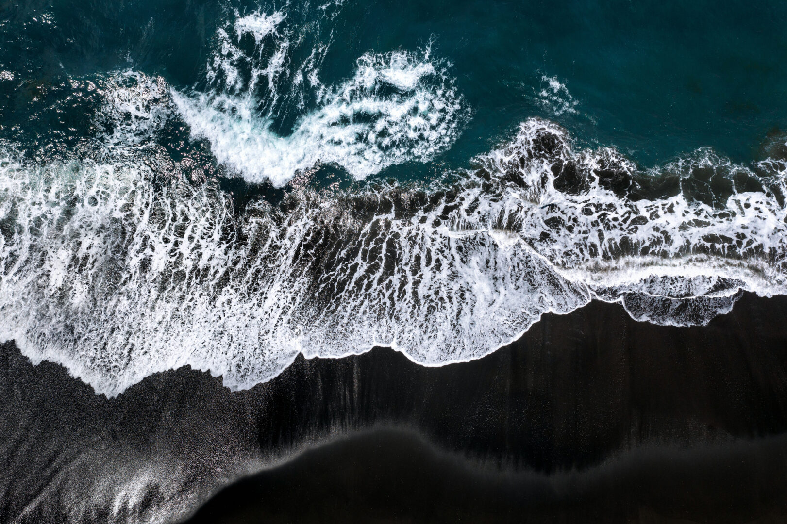 Aerial view of Black sand beach